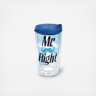 Mr. Right Mustache Tumbler with Travel Lid