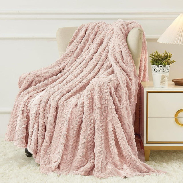 Aganear Fleece Throw Blanket - Cozy Soft Lightweight Fuzzy Portable Throw Blankets, Boho Decor for Home, Warm Gifts for Birthday, Christmas, Halloween, Housewarming(50"x60", Pink)