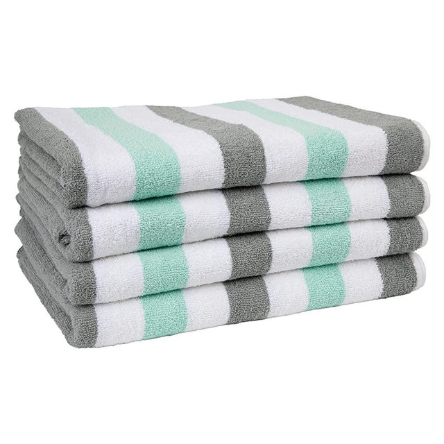 Arkwright Oversized Beach Towels (30x70, 4-Pack), Soft Ringspun Cotton Cabo Cabana Striped Beach Towel, Pool Towel, Bath Towel
