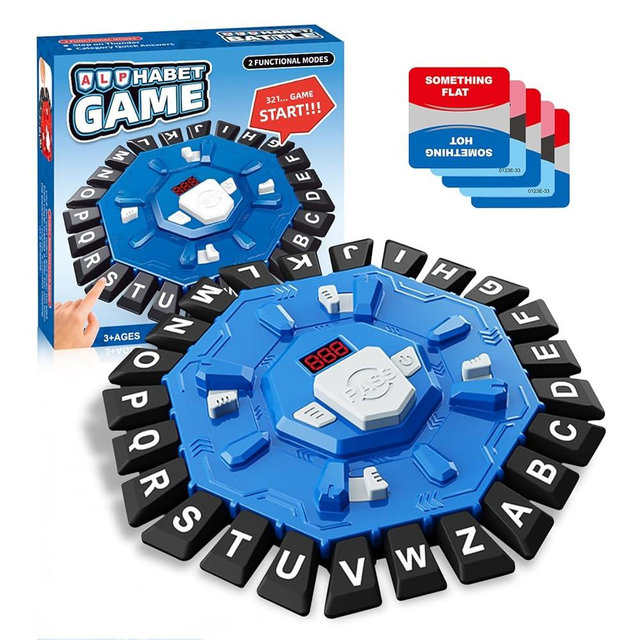 KIMPOK Word Game for Families, Fun Party & Learning Board Game for Kids & Adults, Fast-Paced 24 Letter Press Game with LCD Timer, 35 Cards, 2 Game Modes, Birthday