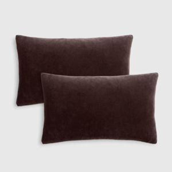Cotton Velvet Pillow Cover - Set of 2 in Espresso