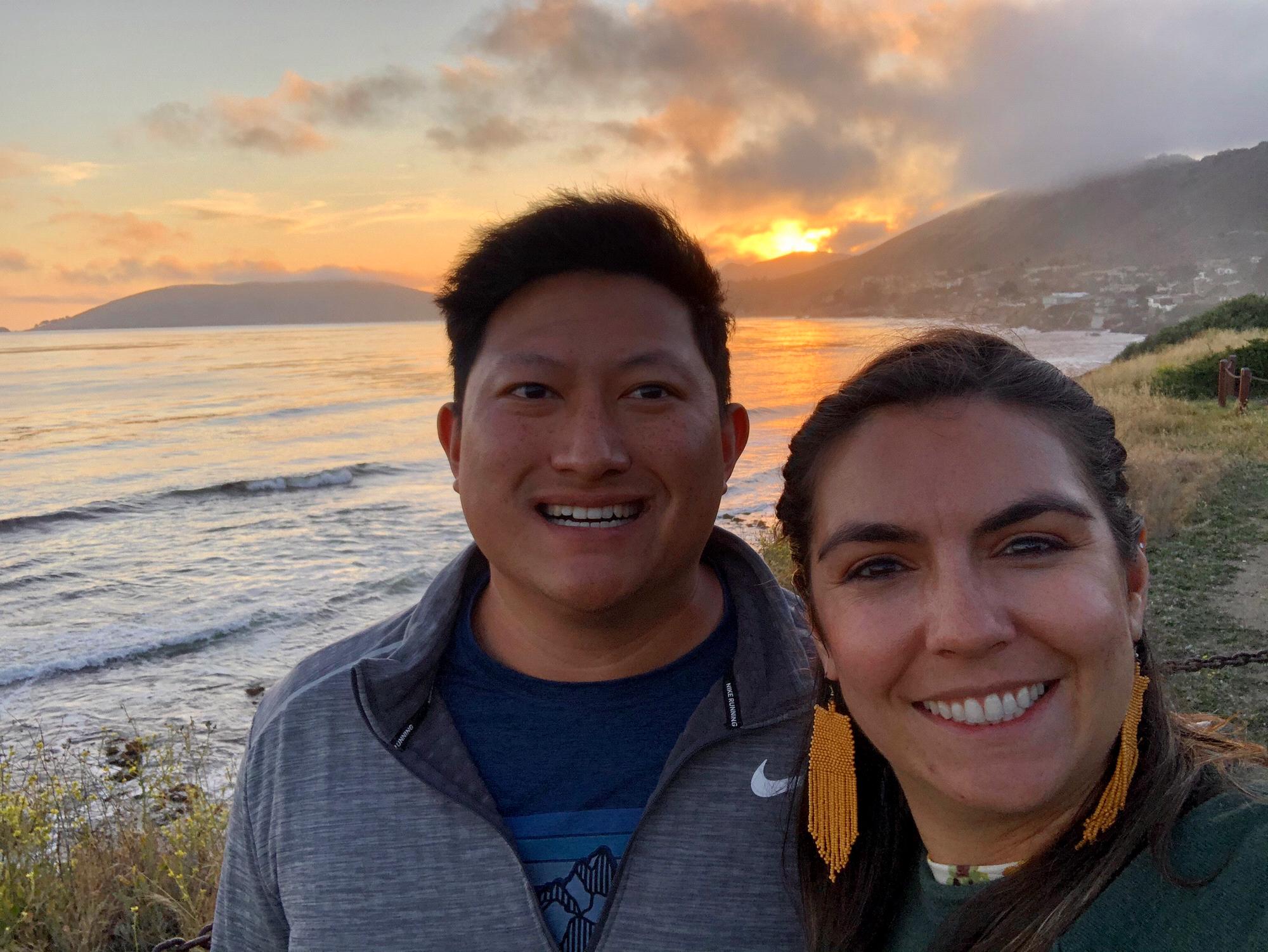Making Justin take pictures with me at sunset in Shell Beach