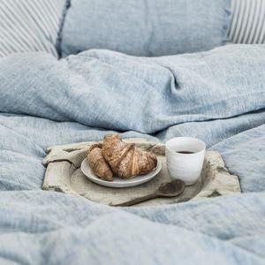 Melange Blue Linen Bedding Set. Duvet cover + 2 pillowcases.