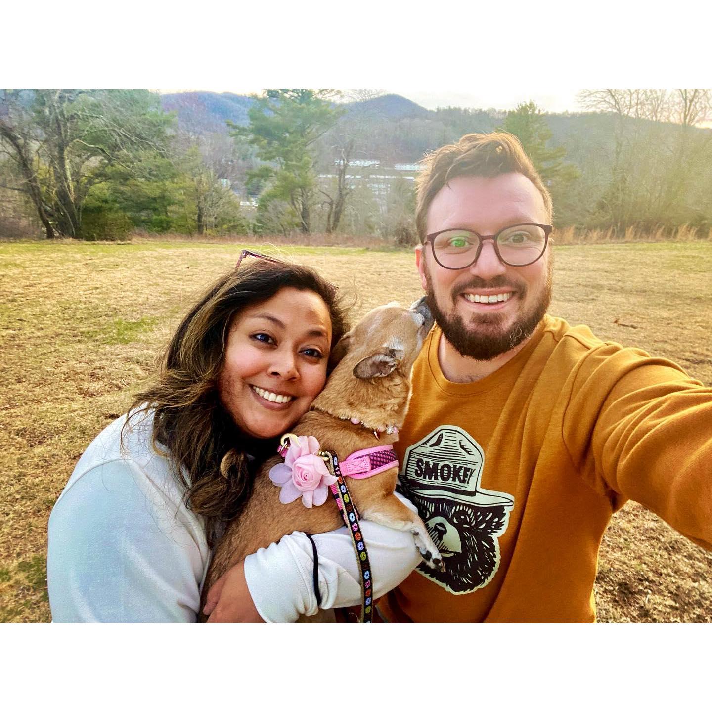 Dustin is slowly learning how to take selfies! This is us in Boone, NC a few weeks before getting engaged.