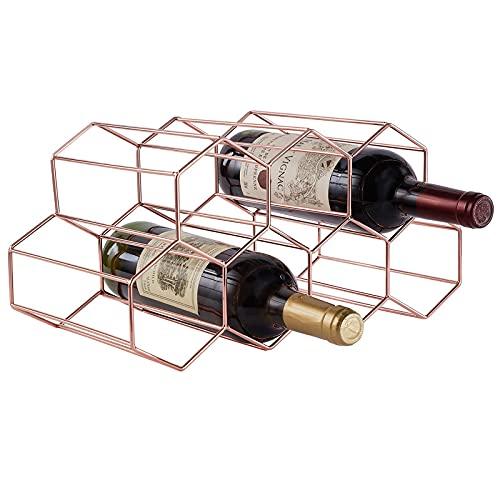 FOMANSH Countertop Wine Rack - 7 Bottle Holder for Wine Storage, Freestanding Wine Rack for Wine Cellar Bar Cabinet, Metal Tabletop Wine Holder with Modern Design ,Stand Wine Rack for Kitchen