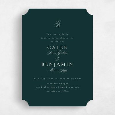 Green Ticket Wedding Invitation - Twila Portrait