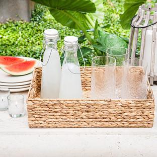 Large Water Hyacinth Serving Tray with Handles
