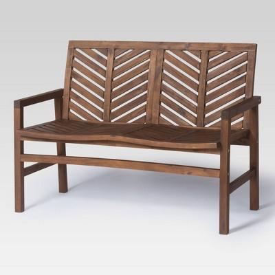 48" Wood Patio Love Seat - Dark Brown - Saracina Home