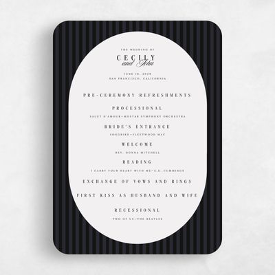 Black Rounded Wedding Program - Madison
