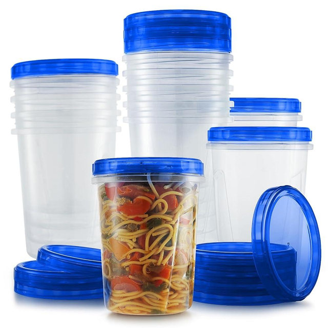 Tafura 12 Pack Leakproof Freezer Containers for Food with Twist Top Lids - 32 Oz BPA Free Reusable Plastic Soup Containers with Screw On Lids - Ideal for Meal Prep, Leftovers & Pantry Organization