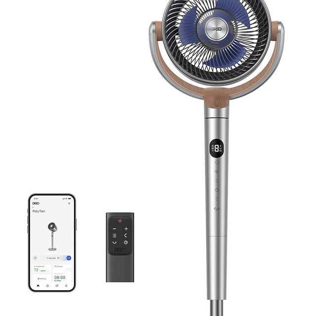 Dreo Standing Fan, 120°+120° Smart Oscillating Floor Fans with Wi-Fi/Voice Control, 80 ft Fan For Bedroom, DC Motor Quiet Fans, adjustable height, 8 Speeds, 6 Modes, 12H Timer, Office, Room