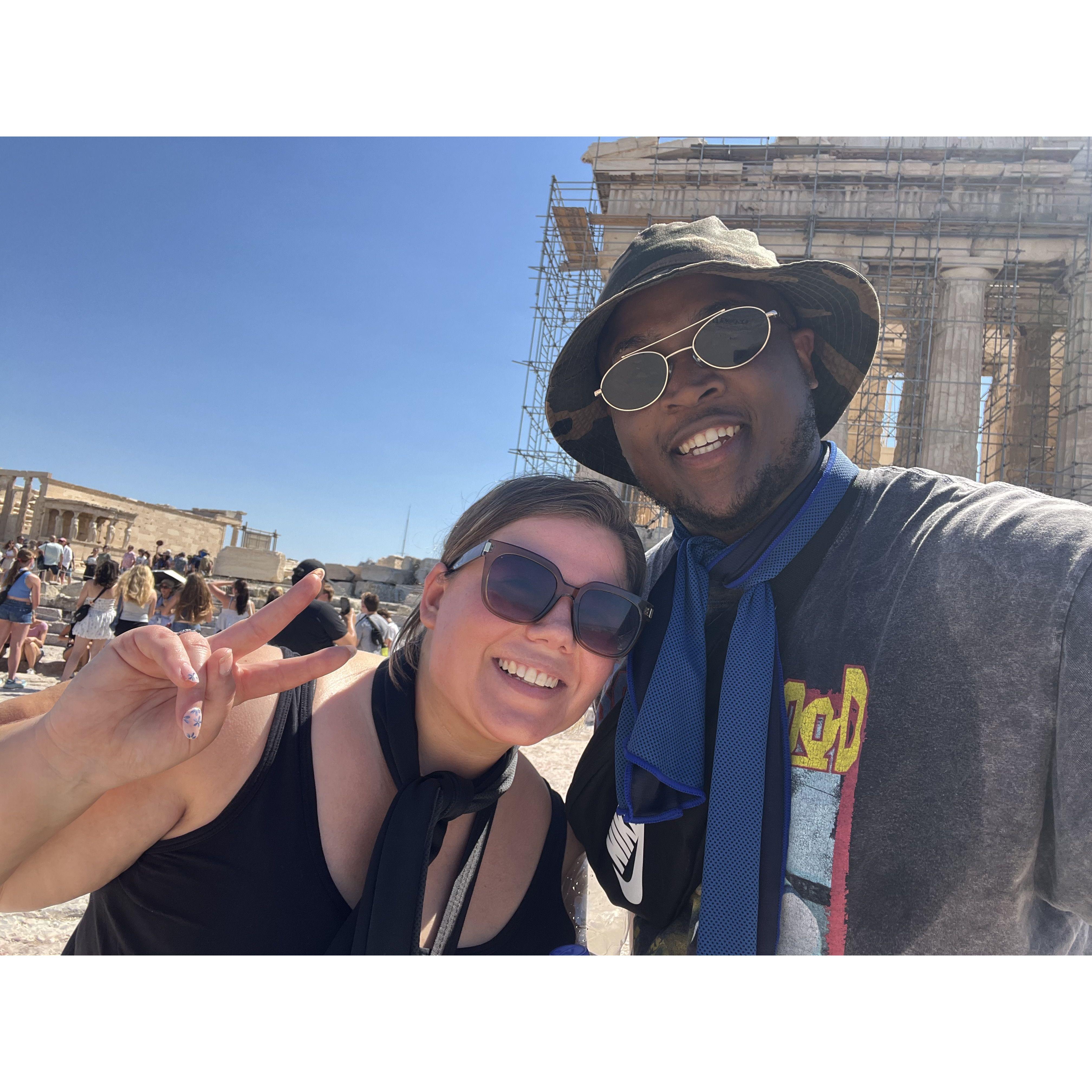 all smiles at the Acropolis!