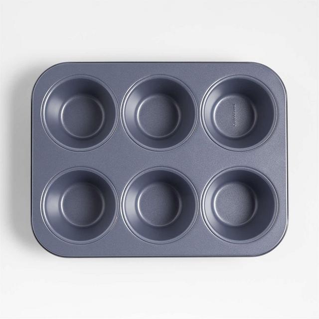 Crate & Barrel Slate Blue 6-Cup Muffin Pan