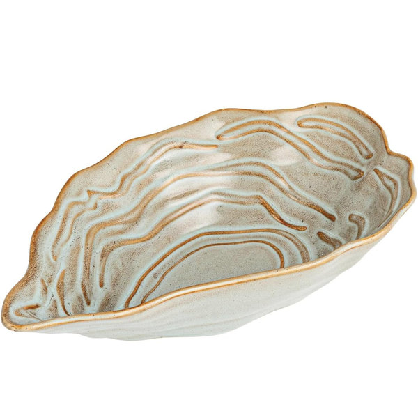 Creative Co-Op Oyster Shaped Stoneware Bowl, Blue
