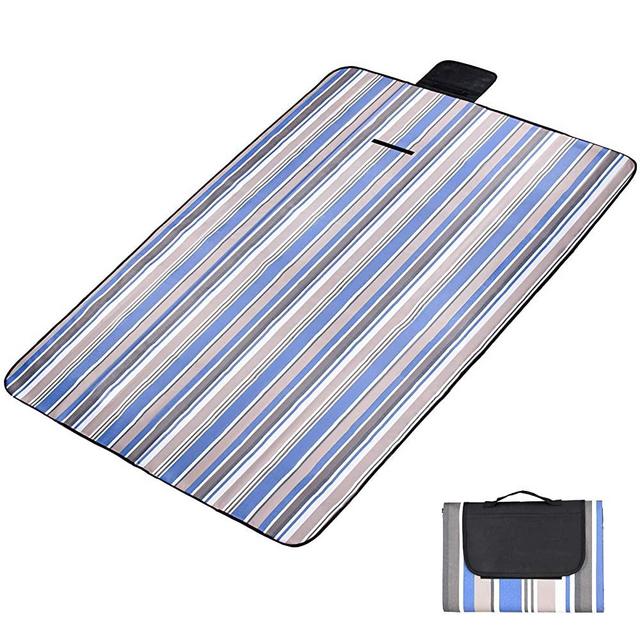 Special Glory Picnic Blanket Outdoor Camping Mat Large Portable Waterproof Backing for Family,Outdoors Concerts,Beach,Park (Blue Stripe, 60X80 Inch)