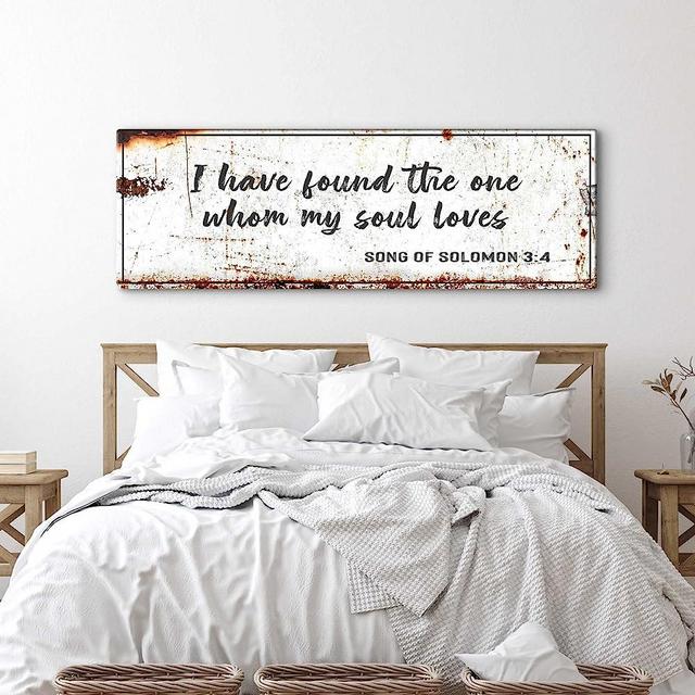 Tailored Canvases Christian Wall Art Decor - Religious Bible Verses Sign for Gifts, Home, Living Room & Bedroom - Inspirational Scripture Quotes Signs - Song of Solomon 3:4 I Have Found The One, 60x20in