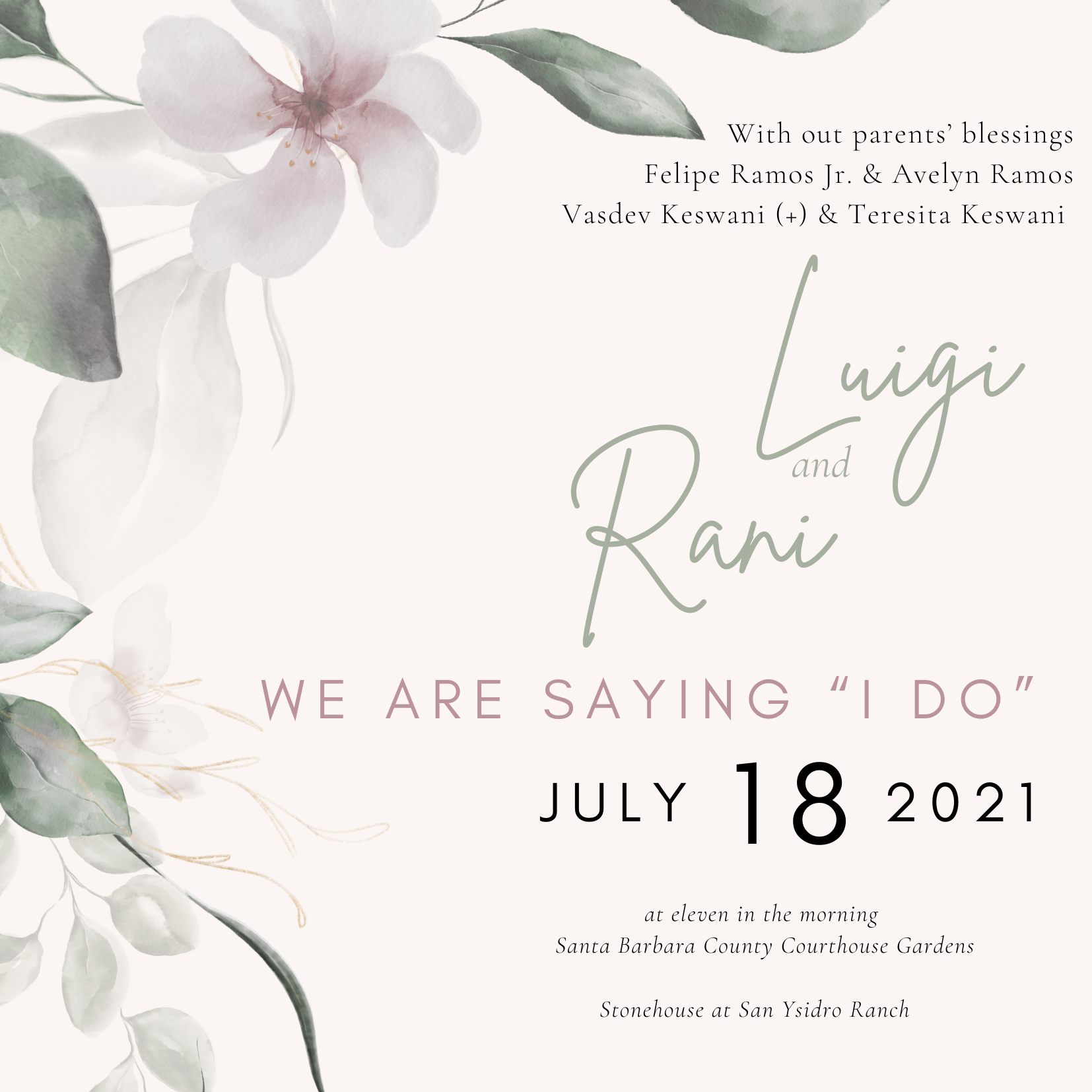 The Wedding Website of Luigi Ramos and Rani Keswani