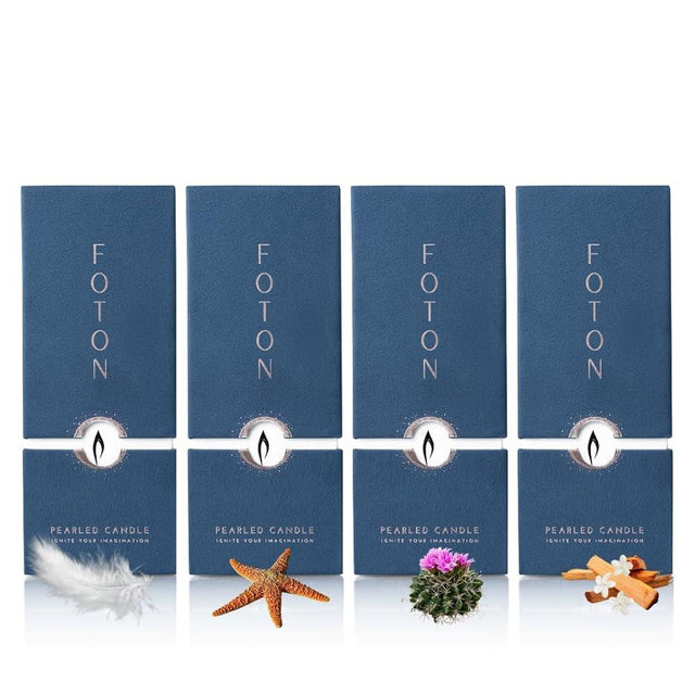 Foton Pearled Candle Bestsellers Gift Bundle 18oz White Scented 4-Pack – Non Toxic Luxury Long Lasting Powder Candles - Lasts up to 120 Hours - Refillable Candle Sand with 30 Wicks for Candle Making