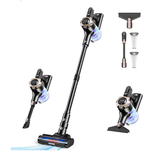 Cordless Vacuum Cleaner, 8-in-1 Cordless Stick Vacuum Cleaner with 3 Suction Modes, Up to 45mins Runtime, Rechargeable, Self-Standing, Wireless Vacuum Cleaners for Home Pet Hair Carpet Car Hard Floor