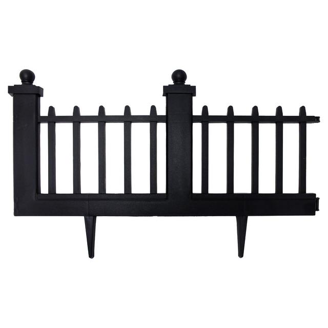 15.5" Deluxe Wrought Iron Fence Border - 10 Pc - Black - Emsco
