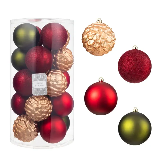 Every Day is Christmas 20ct Christmas Ornaments, Shatterproof Christmas Tree Ornaments Set, 97mm/3.81" Christmas Balls Decoration