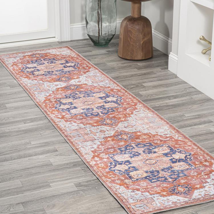 Maris Ornate Medallion Washable Runner Rug