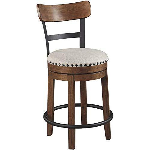 Ashley Furniture Signature Design - Valebeck Upholstered Swivel Barstool - Casual Style - Light Brown