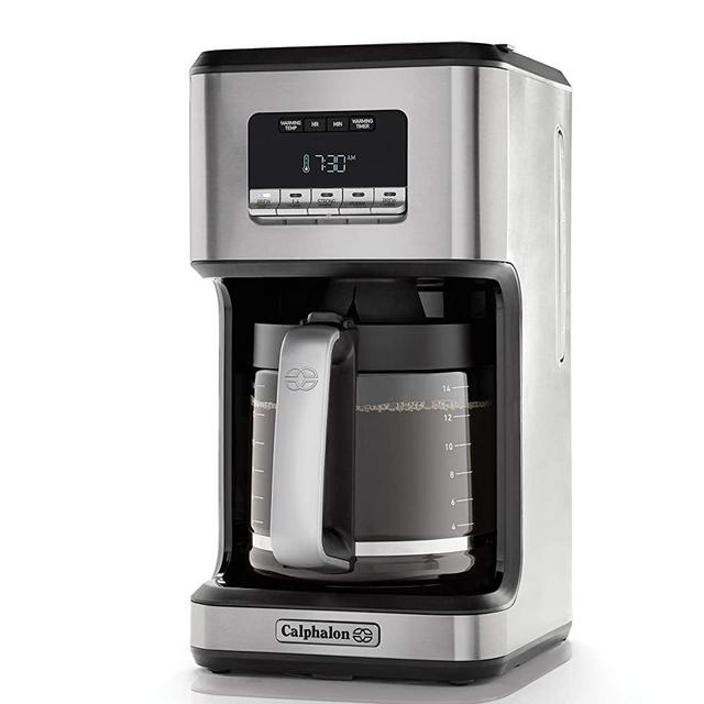 Calphalon 14-Cup Programmable Coffee Maker | Stainless Steel Drip Coffee Maker with Glass Carafe, High Performance Heating