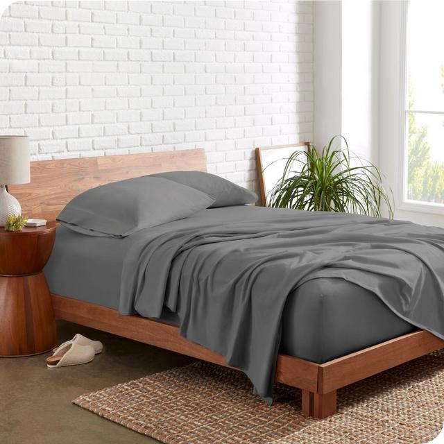 Bare Home Organic Cotton Jersey Sheet Set Queen Grey