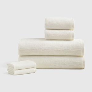 Turkish Ribbed Quick Dry Bath Sheet Bundle - Ivory