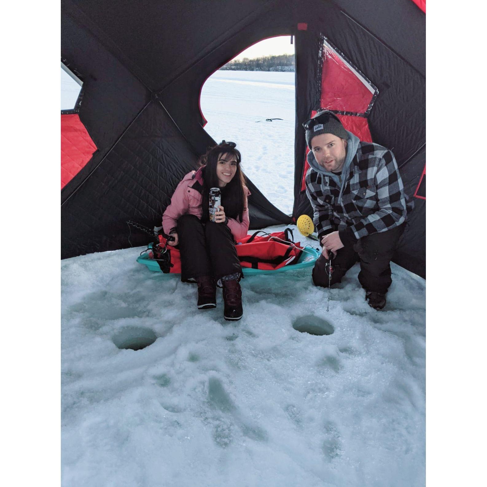 First time ice fishing together on Circle lake