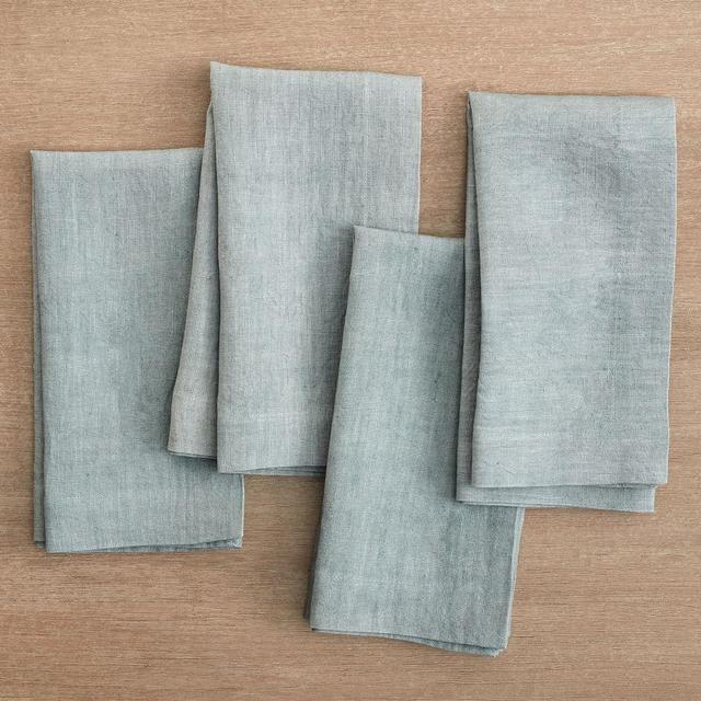 Mason Oversized Linen Napkins, Set of 4 - Dusty Blue