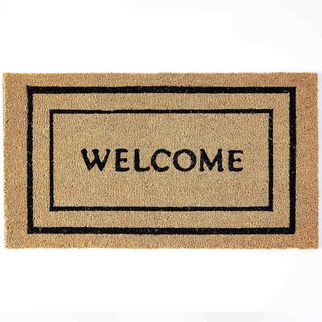 KANKUN Coco Coir Door Mat with Heavy Duty Backing, Welcome Doormat (17" x 30"), Doormat Entrance (Welcome Double)