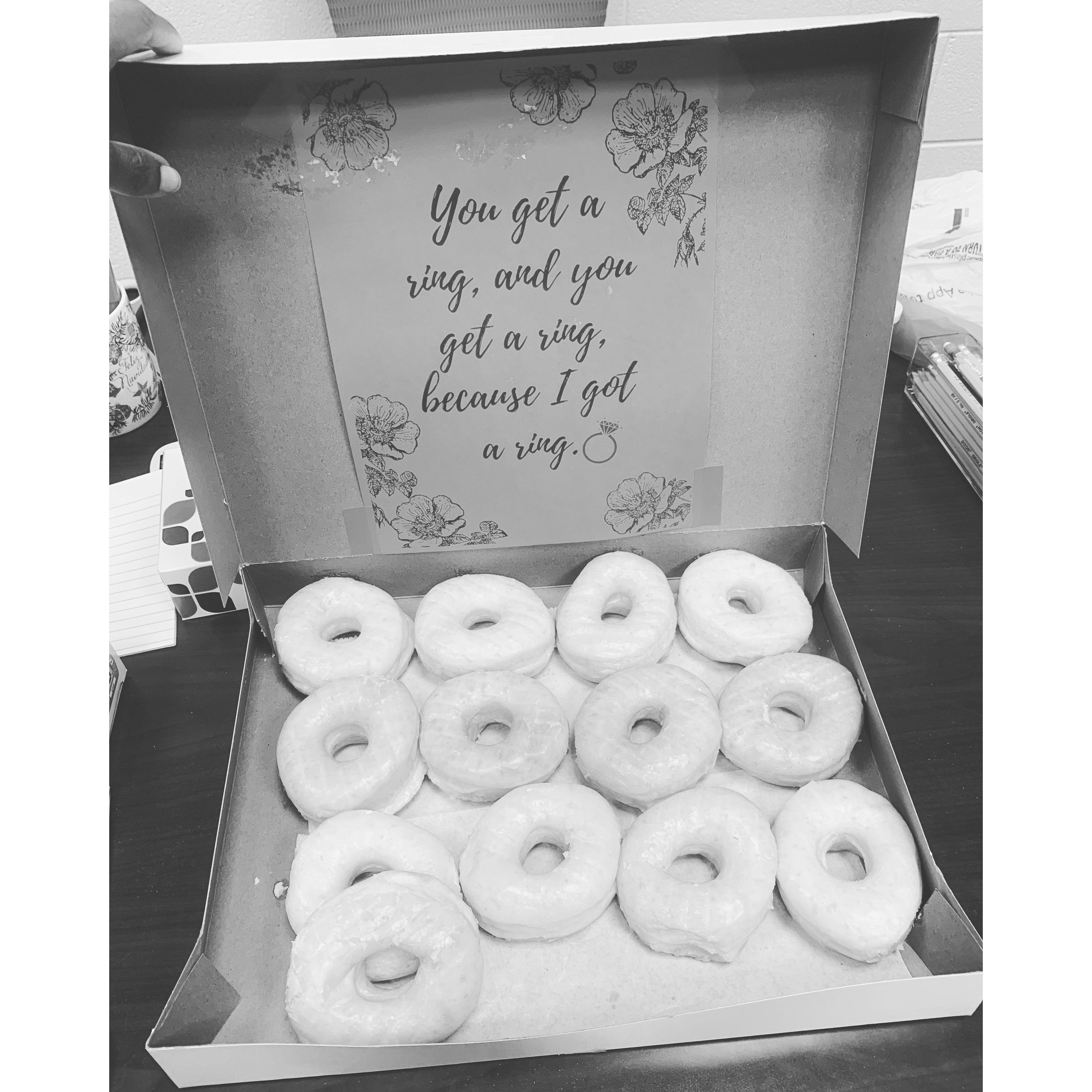 I had to let my work besties know when he "popped" the question. Had to share the sweetness of the moment.