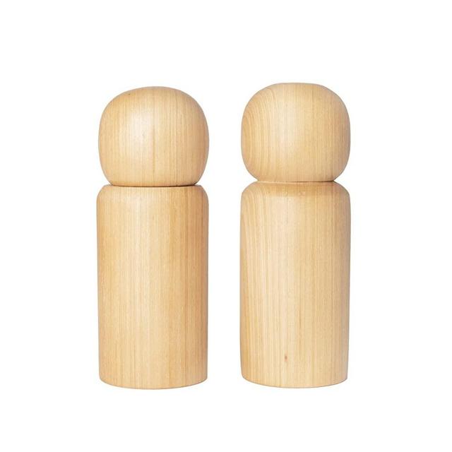 MONDAY MOOSE Manual Refillable Solid Ash Wood Salt Shaker and Pepper Grinder Spice Mill Set Ceramic Rotor Steel Core with Strong Adjustable Coarseness (Set of 2, Ash Wood)