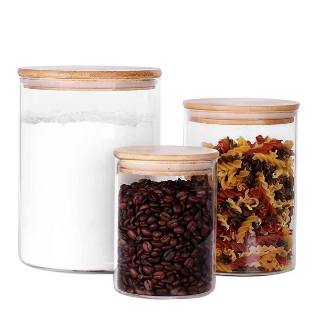 Tzerotone tzerotone glass jars set,upgrade spice jars with wood airtight  lids and labels, 6oz 12 piece small food storage containers fo