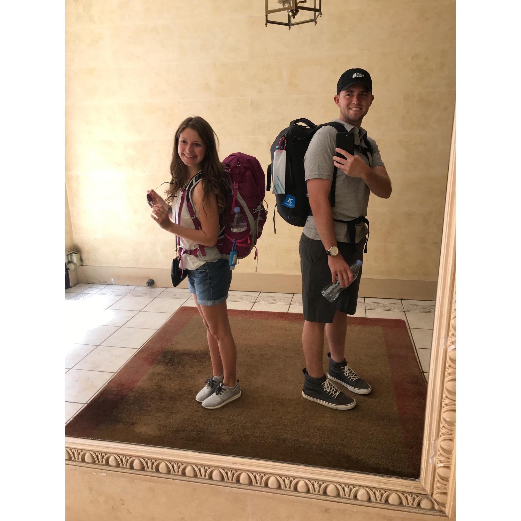 The beginning of our backpacking trip....I don't know how I managed to carry that heavy thing for 30 days