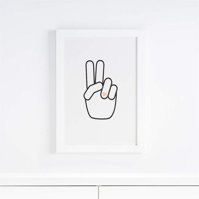 For Playroom: Peace Hand Heart Framed Wall Art
