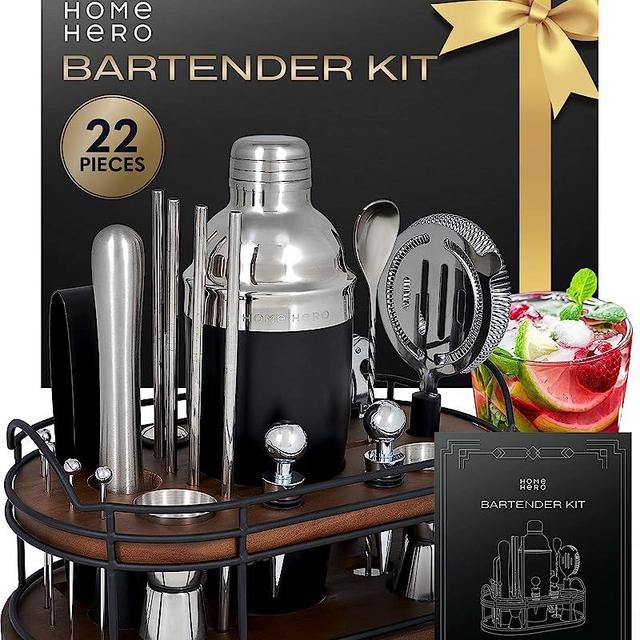 22-Piece Bar Set, Cocktail Shaker, Bartender Kit - Cocktail Kit, Bar Accessories for The Home Bar Set, Cocktail Shaker Set, Cocktail Set, Bar Tools, Bartender Set, Bar Kit, Shaker Set Bartender Kit