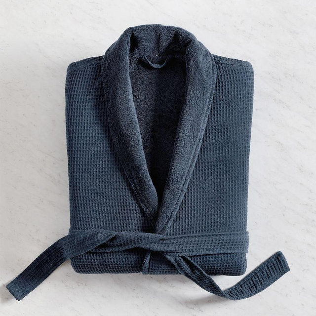Waffle Weave Resort Robe, Navy, Extra Large
