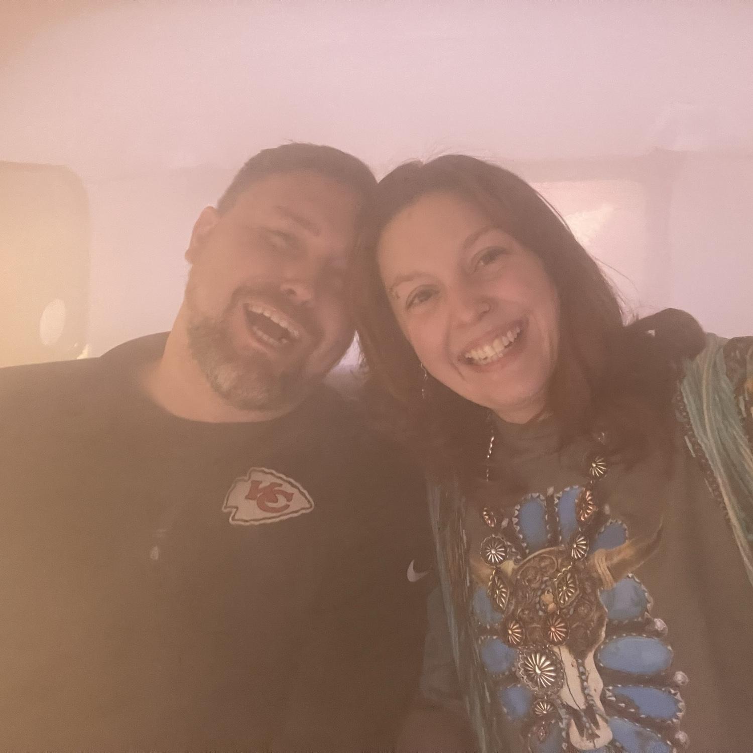 Having fun in VW bus that fills with smoke at one of the worlds largest dispensaries in Las Vegas.