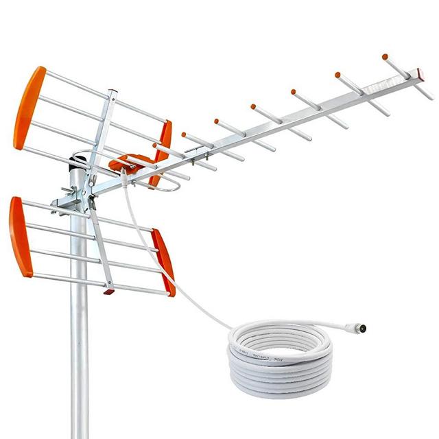 HIDB Outdoor HD Digital TV Antenna 120 Mile Range, Support 4K 1080P Clear Channel Reception, High Gain UHF/VHF Digital Signal - Attic or Roof Mount TV Antenna (Not Included Mounting Pole)