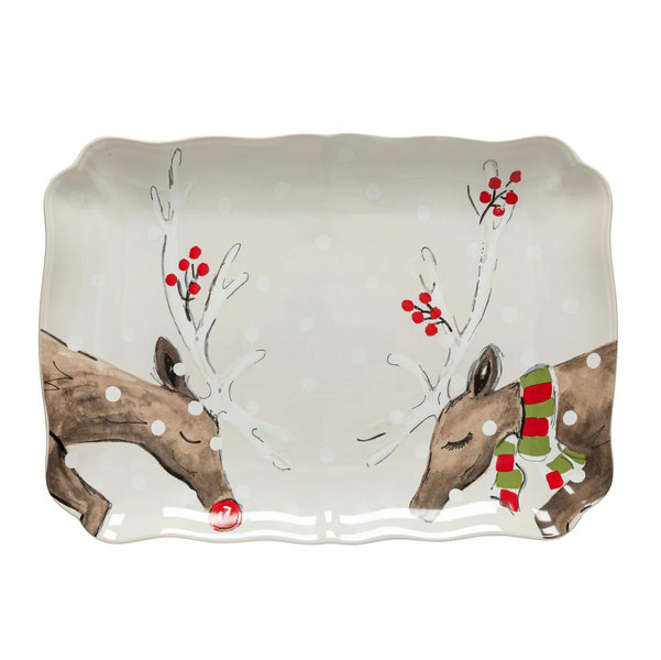 Rectangular Platter Deer Friends, Casafina by COSTA NOVA - White