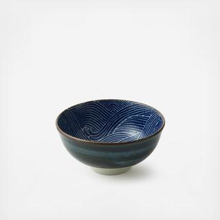 Aranami Blue Wave Rice Bowl, Set of 4