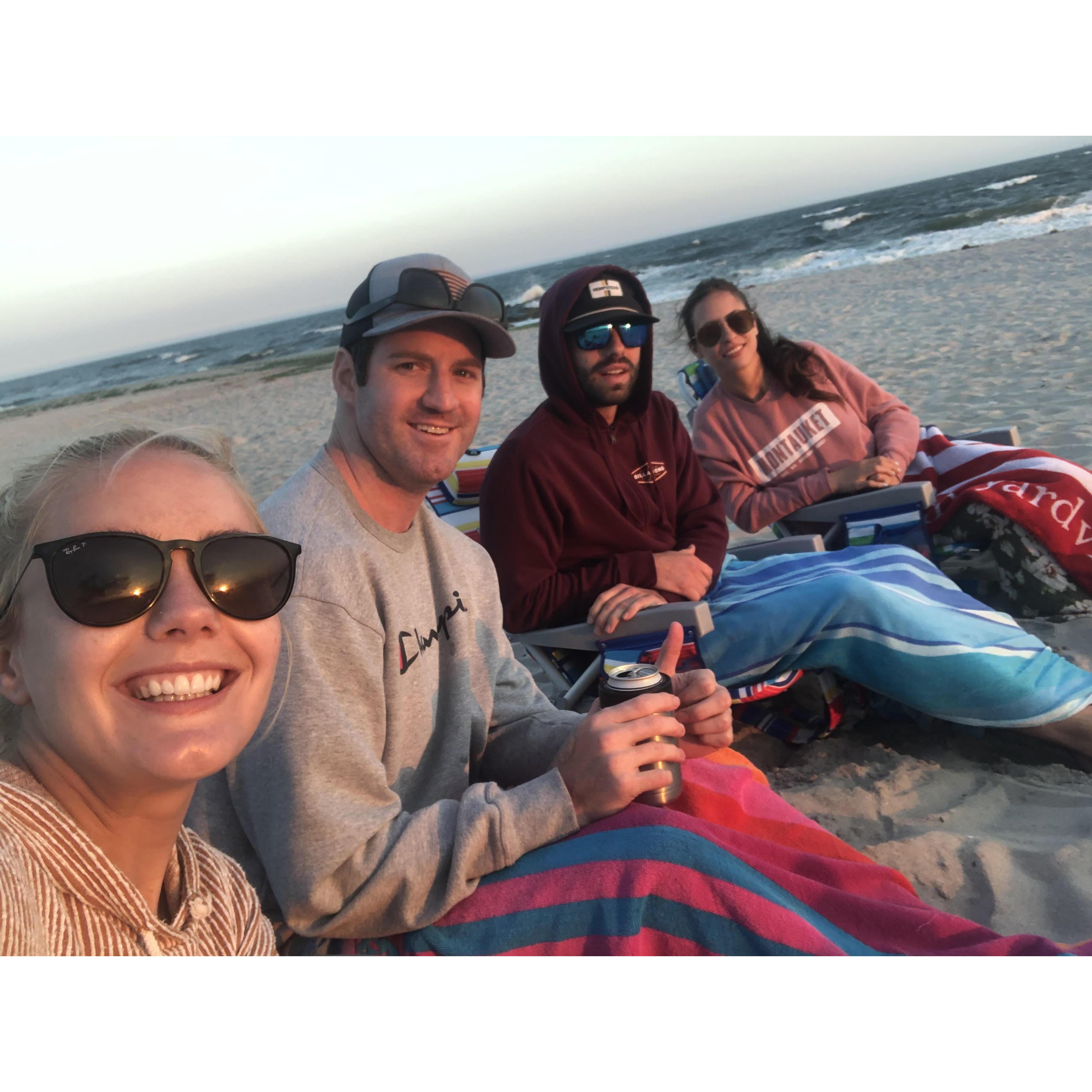 We love to enjoy fall nights on the beach with our good friends, Andi and Rob.