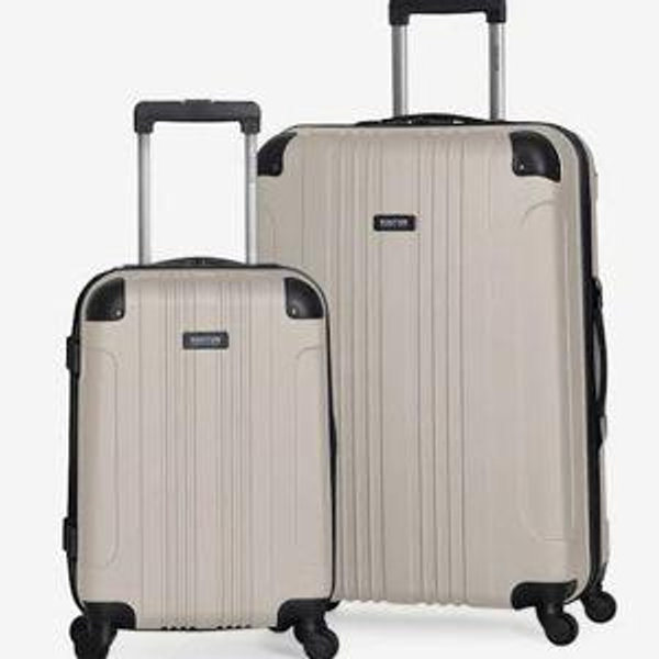Kenneth Cole REACTION Out of Bounds Lightweight Hardshell 4-Wheel Spinner Luggage, Mushroom, 28-Inch Carry On