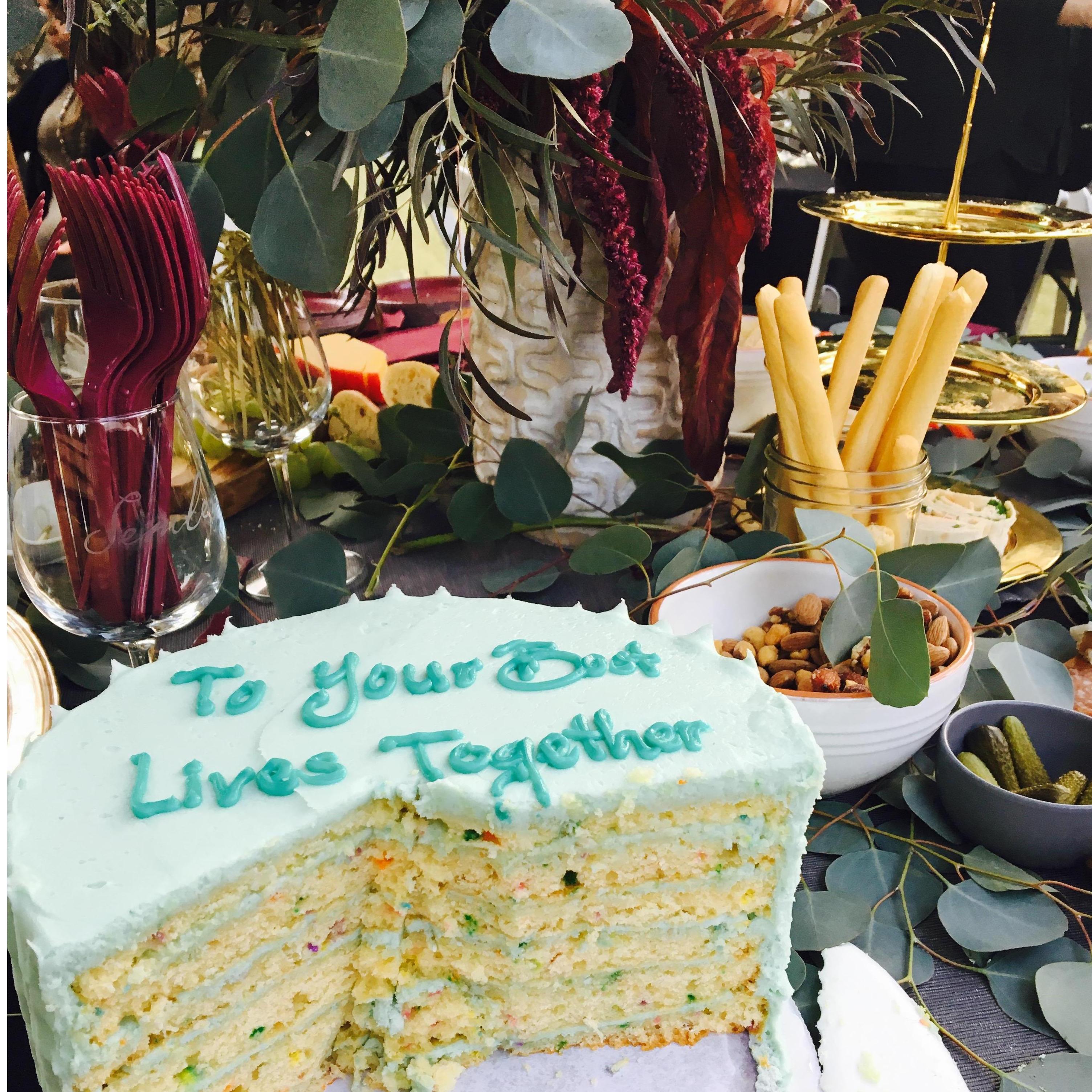 Our friend Rob chose the cake, and Megan built an epic spread!