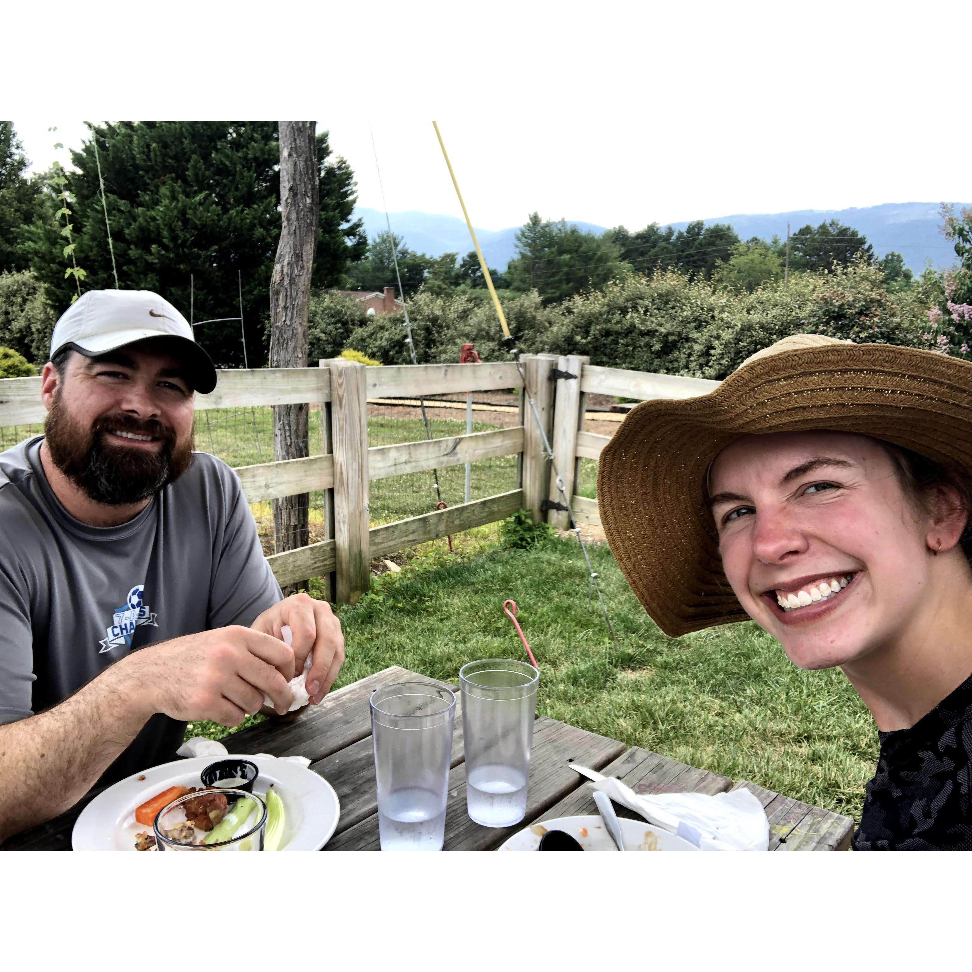 Sela and Dave enjoying Blue Mountain Brewery