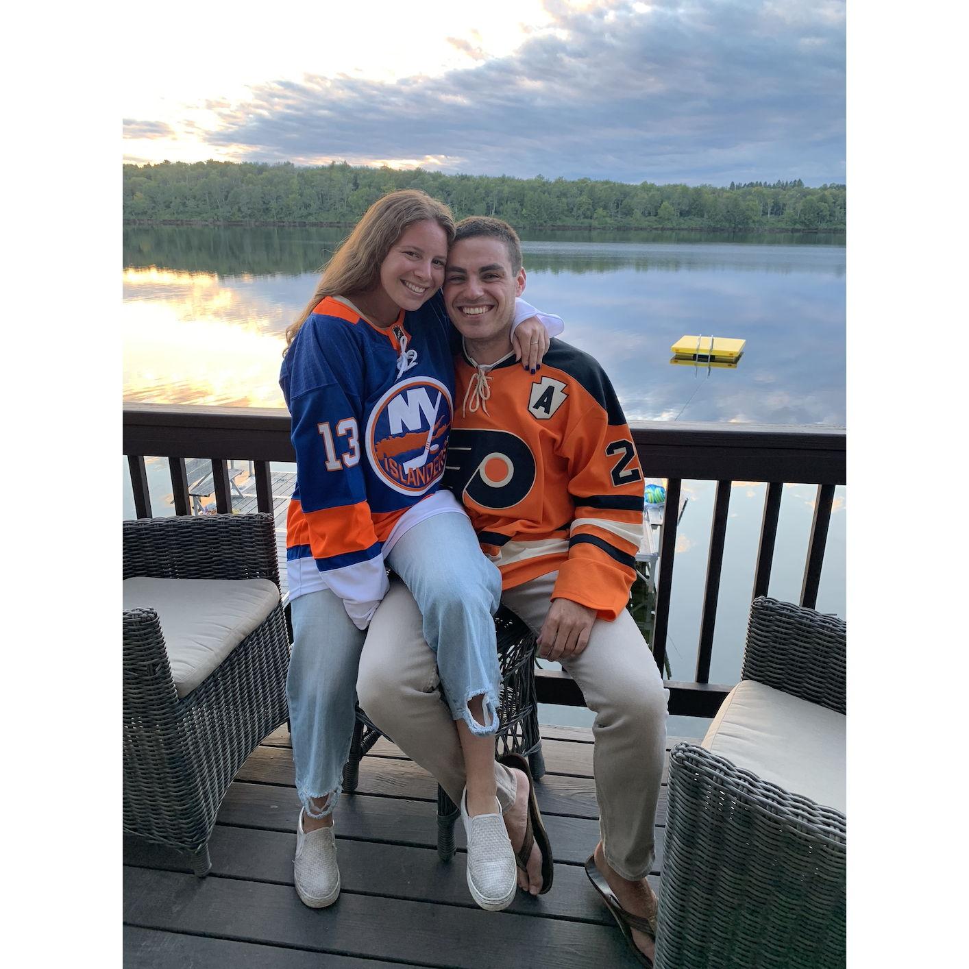 When Adam was bold enough to wear his Flyers jersey during the Flyers-Islanders playoff series. Islanders won 6-1 that night.
