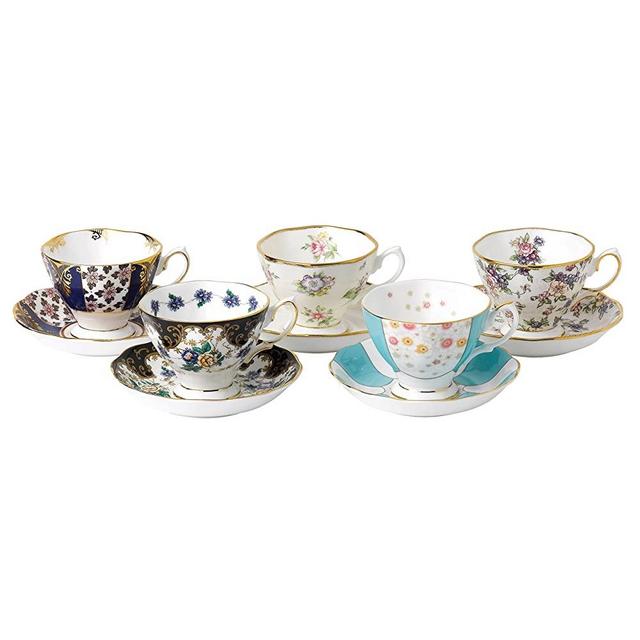 Royal Albert 100 Years 1900-1940 Teacup & Saucer Set, Multicolor , 5 Piece